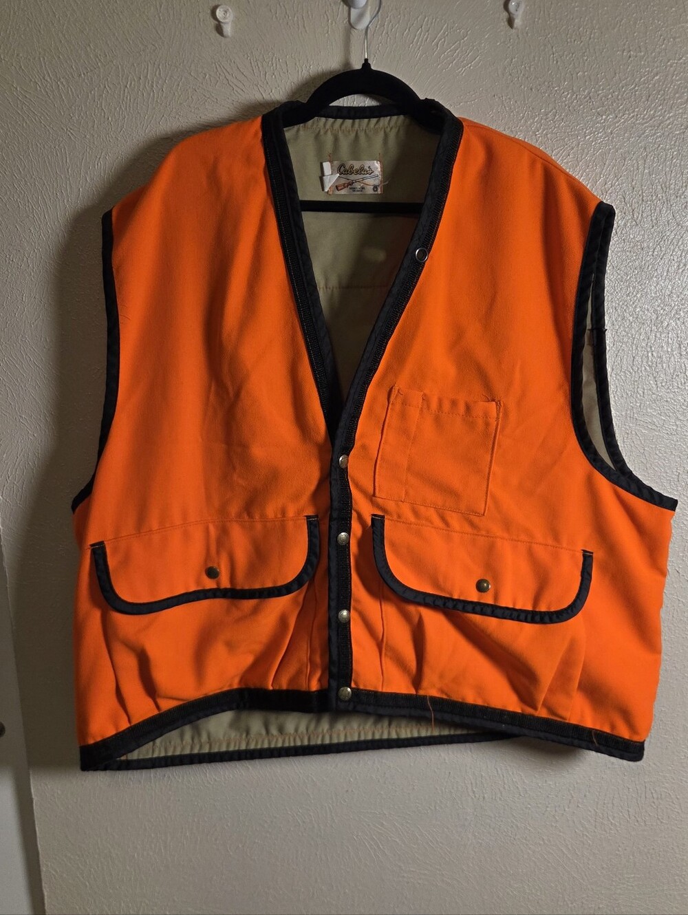 Cabelas XXL Hunting Vest Blaze Orange Game Pouch Pockets Lined Sturdy Canvas